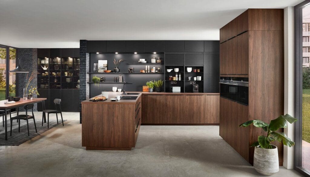 Nobilia Modern Dark Wood U Shaped Kitchen 2021 1024X584 | Colourhill Kitchens, Nottinghamshire