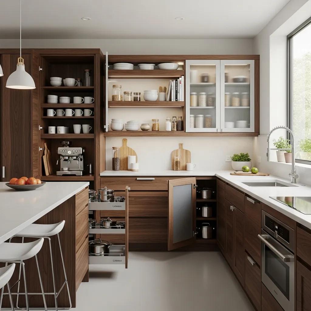 Custom cabinets fitted to the kitchen layout, showing refined materials and finishes