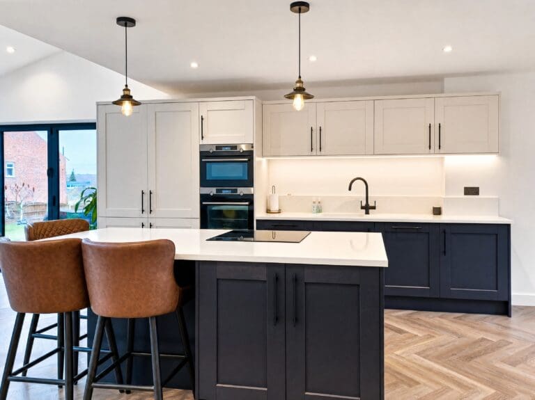Navy shaker island kitchen by Colourhill