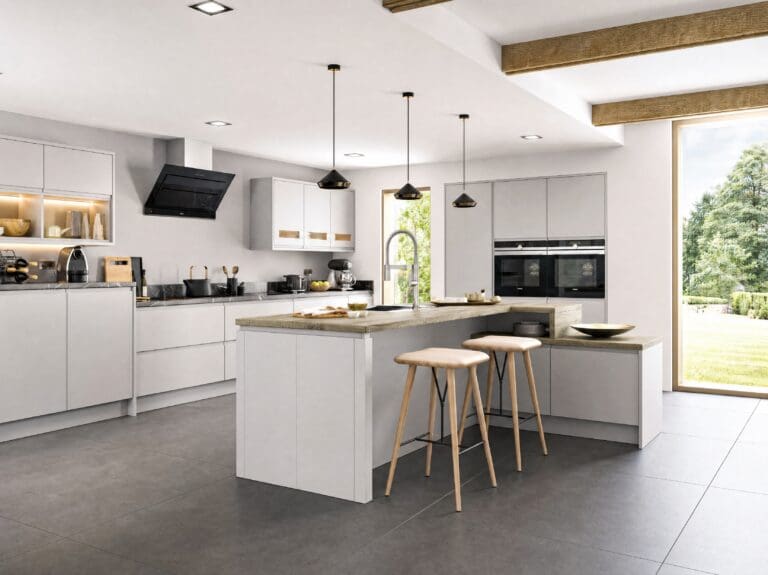 White shaker island kitchen by Colourhill