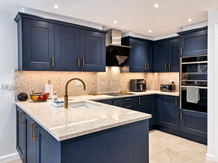 Navy shaker, granite tops kitchen by Colourhill