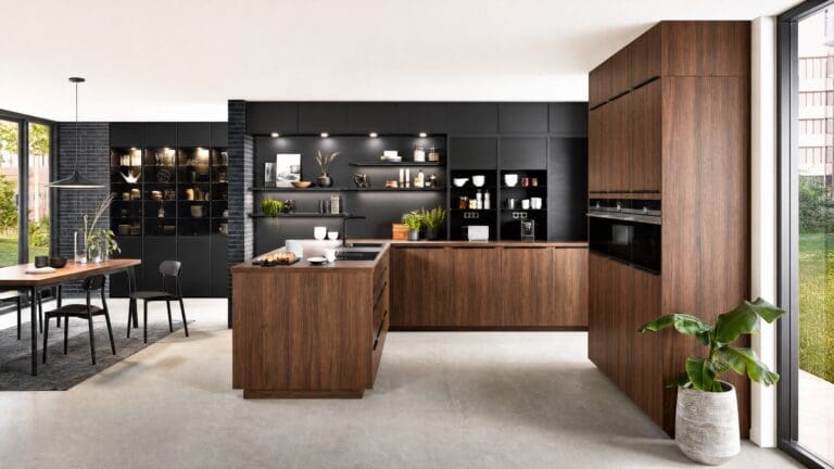 Walnut and black kitchen by Colourhill